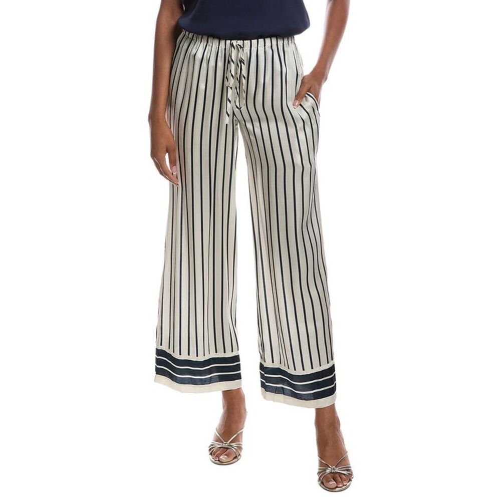 Rmn Studios Womens  Wide Leg Silk-Blend Pant, White